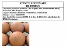 SRL Raiplai-Avicola a rechemat de pe piață ouăle cu marcajul 3 MD BR 004