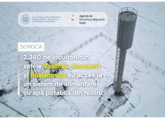 2.360 de locuitori din satele Vasilcău, Inundeni și Ruslanovca au acces la un sistem de alimentare cu apă potabilă din râul Nistru