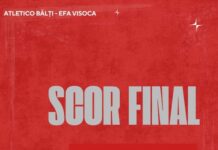 Etapă cu ghinion pentru EFA: visocenii pierd la Bălți și au doar șanse teoretice de a promova în Liga 1