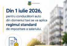 Din 1 iulie 2026, salariile conducătorilor auto din domeniul taxi vor fi impozitate conform regimului fiscal general stabilit