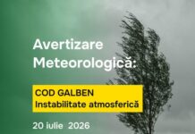 Cod galben de instabilitate atmosferică până mâine, la pra 01.00